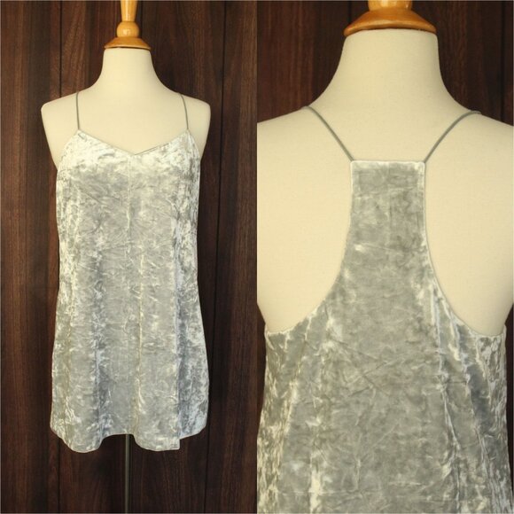 CeCe Dress, Silver Velvet Mini, Size 4, Racerback - Picture 1 of 11